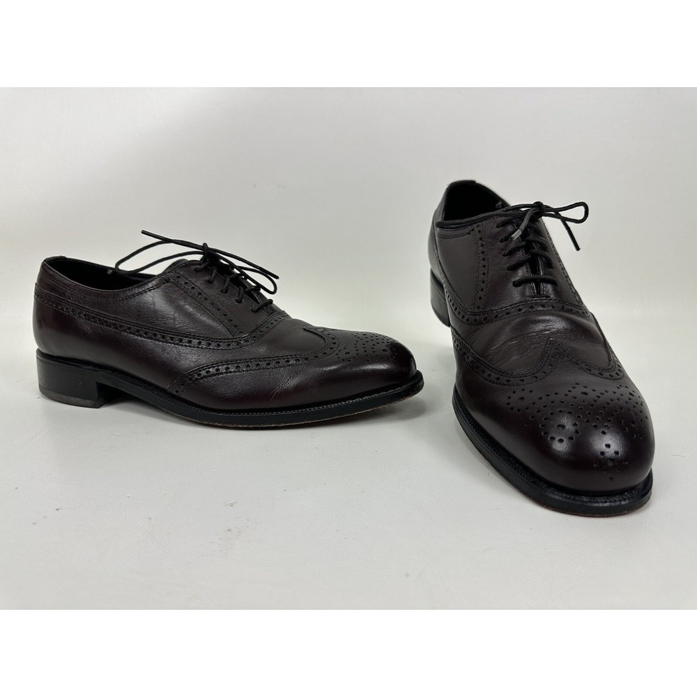 Florsheim Wingtip Mens 9.5 D Oxford Dress Shoes Burgundy Leather